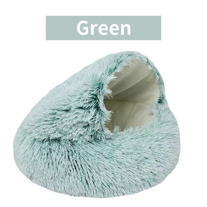 2-In-1 round Cushion & Warm Pet House for Cats and Small Dogs